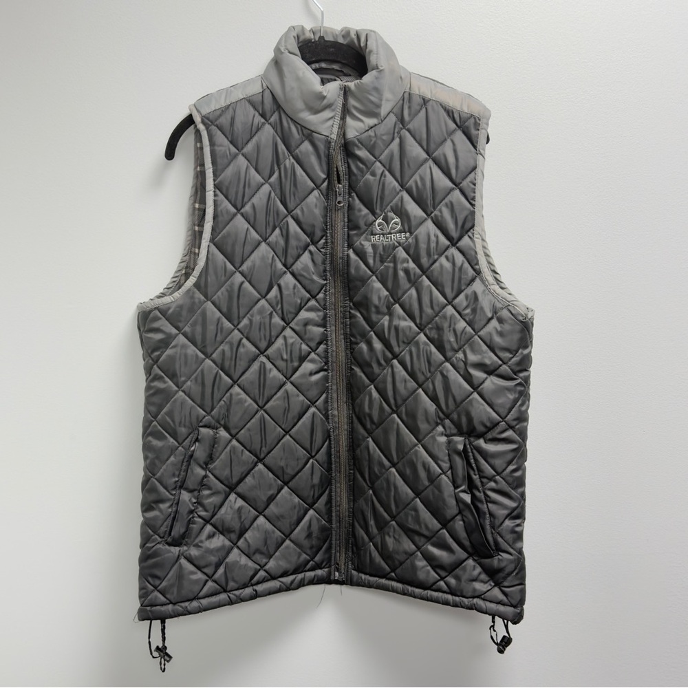 Realtree Quilted Black Puffer Vest Men’s Medium – Lightweight Outdoor Zip Up